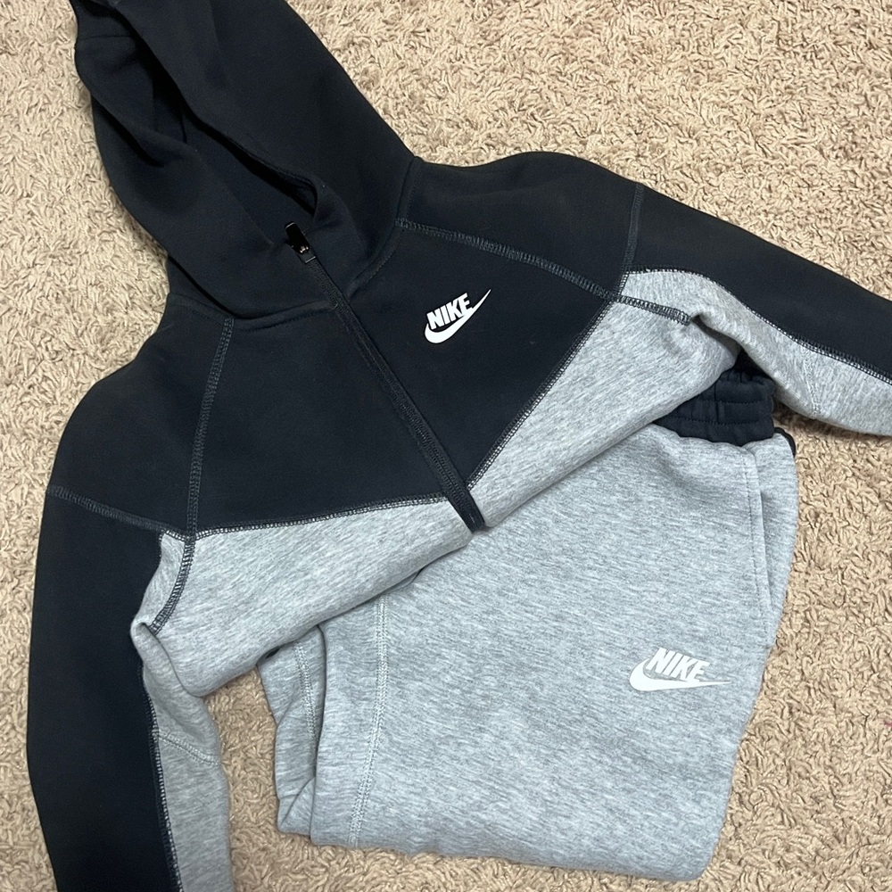 Nike Tech Black and Gray Tracksuit Size 7